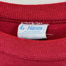 80s USA製 Hanes ヘインズ OLD SCHOOL ラグランスリーブ スウェット トレーナー L エンジ系 メンズ ビンテージ 24-0509_画像4