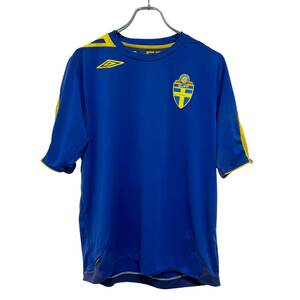 UMBRO アンブロ SVFF スウェーデンサッカー協会 ユニフォーム シャツ XL 青 メンズ 北欧 フットボール オフィシャル 送料185円 24-0516