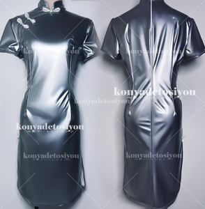 LJH23004 silver XL-XXL super lustre China dress manner One-piece costume play clothes fancy dress change equipment female cabaret club employee dress photographing . Event costume 