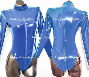 LJH24059 синий L-XL супер глянец 3 голова застежка-молния высокий ноги Leotard корпус костюм костюмированная игра RQ race queen спортивная форма маскарадный костюм Event костюм 