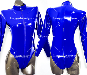 LJH24059 blue L-XL super lustre 3 head fastener high leg Leotard cosplay RQ race queen gym uniform can girl fancy dress Event costume 