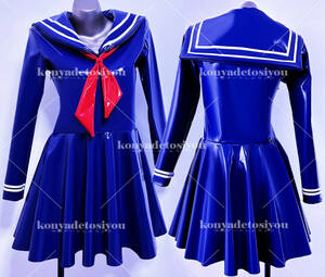 LJH24052 blue L-XL super lustre pretty sailor manner One-piece to cosplay JK uniform can girl Halloween fancy dress change equipment photographing . Event costume 