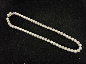 美品　A3　真珠　本真珠　ネックレス　パール　SILVER刻印　シルバー　約7㎜～8㎜　約40㎝　約33.3g　レディースアクセサリー　現状品