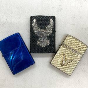 【1円～】ZIPPO ジッポ ライター 3本 まとめ売り 色付き HARLEY-DAVIDSON LYLE&SCOTT BLUE WING 喫煙グッズ コレクション【中古品】