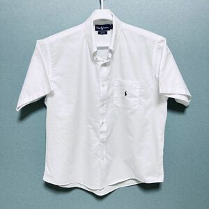 NO7　ラルフローレン Ralph Lauren ボタンダウンシャツ 半袖シャツ シャツ ホワイト 半袖 ロゴ刺繍