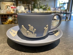 WEDGWOOD ウェッジウッド ジャスパー ペールブルー カップ＆ソーサー 陶磁器 USED品①