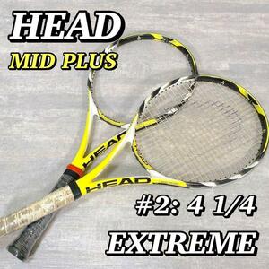 A250 ヘッド HEAD 硬式テニスラケット エクストリーム MID PLUS EXTREME ミッドプラス 2本セット イエロー ブラック 送料無料 