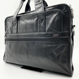 1円【定番!】TUMI トゥミ ビジネスバッグ ブリーフケース ハンド ブラック 黒 オールレザー 本革 ロゴ金具 ロゴプレート A4◎ メンズ 