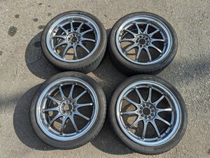 【良品】バリ溝 レイズ RAYS ボルクレーシング VOLKRACING CE28N 18x7.5J ET47 5H PCD100 スバル系 Bluearth ES 235/40/18 23年23週 鍛造