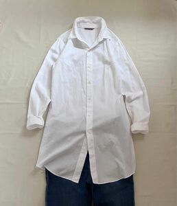 umii908 コットン　ロングシャツ　45rpm チュニック　長袖　ブラウス　前開き　日本製　白シャツ　45 アールピーエム 