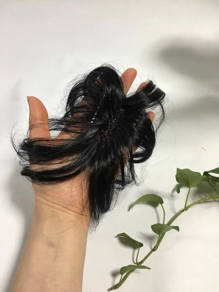 高品質　新品！未使用　頭頂部健康部分付け毛ヘア医療用にも自然ブラック黒色長め★洗える男女兼用耐熱新作　健康　自然　送料無料　薄い