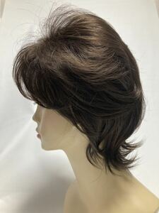 高品質　新品！未使用　夏用自然ソフト　ウルフヘアウイッグかつら医療用にもダークブラウン★洗える男女兼用サイズ調節可耐熱　健康 安心