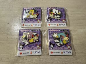 未開封新品・非売品 けんけつちゃん×Kuromi ピンバッジ Ａ・Ｂ・Ｏ・ＡＢフルセット 非喫煙環境