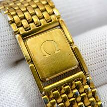 激レア オメガ OMEGA デビル DEVILLE メンズ 腕時計 クオーツ QZ ゴールド ストライプ オクタゴン 純正ベルト 1377 電池切れ ジャンク_画像6
