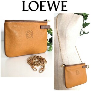  beautiful goods Loewe 2way chain original leather pochette Mini shoulder bag sakoshu clutch bag Vintage bag lady's men's 