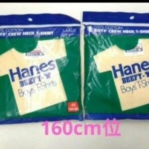 Hanes　　ヘインズ　 ビーフィーボーイズ　半袖Tシャツ　ベージュ　100％コットン　BOYS L　2枚セット　160cm程度