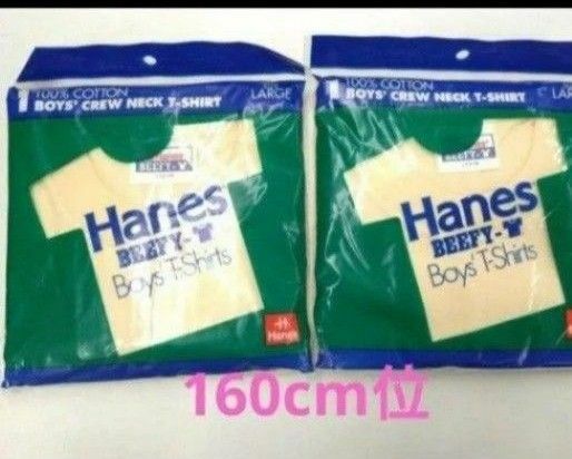 Hanes　　ヘインズ　 ビーフィーボーイズ　半袖Tシャツ　ベージュ　100％コットン　BOYS L　2枚セット　160cm程度