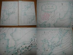 戦前 中央気象台発行大判天気図 関東大震災発生年度 大正12年7月期62枚一括■朝鮮台湾中国支那満州天気予報データ大量■竹島鬱陵島台湾島