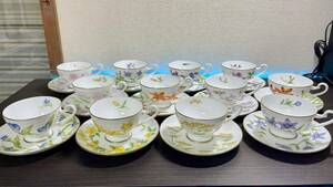 『12客セット 』万葉の花　カップ　＆　ソーサー　高級陶器製　1983 大倉　OKURA 茶道具