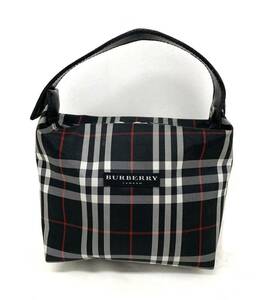 T05/123 BURBERRY Burberry noba проверка сумка рука сумка серебряный металлические принадлежности черный / др. 