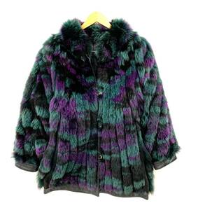 T05/086 reversible fox fur fur coat leather coat multicolor 