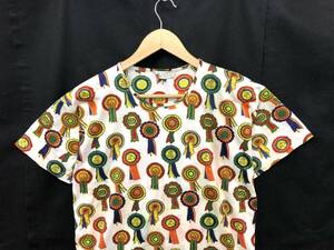 T05/051 GUCCI グッチ OLDGUCCI オールドグッチ ロゼット柄 総柄 コットン 半袖 Tシャツ トップス M ホワイト/他