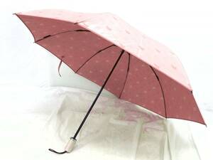 T05/180 BURBERRY バーバリー ロゴ 総柄 折りたたみ傘 折り畳み傘 ピンク/他