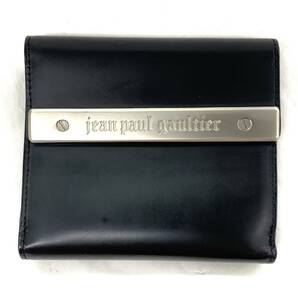T05/042 Jean Paul GAULTIER ジャンポール・ゴルチエ メタルプレート 財布 二つ折り財布 札入れ 小銭入れ カード収納 ブラック/他の画像2