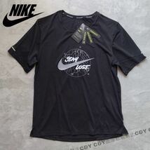 格安送料 Mサイズ 新品 NIKE ナイキ running ランニングウェア 半袖 Tシャツ 黒 ブラック マラソン 陸上 ジョギング ワイルド DA0217-010_画像1