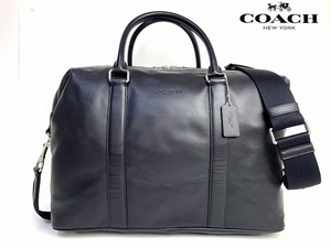 極美品★送料無料★ コーチ メンズ COACH カーフ レザー ボイジャー 2Way ボストンバッグ ダッフル ショルダー ブラック