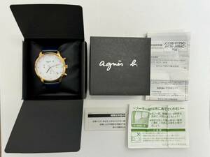 【KM157】agns b.　アニエスベー　腕時計　VR42-KDD0　ソーラー クロノグラフ　ネイビー　レディース