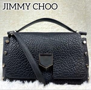1 иен ~[ редкий ][ превосходный товар ]JIMMY CHOO Jimmy Choo LOCKETT Rocket 2way сумка на плечо кожа натуральная кожа машина f заклепки черный 