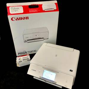 BEm075I 120 箱付き Canon PIXUS TS8030 ピクサス ホワイト 未使用インク 370 371 インクジェットプリンタ 複合機 独立6色/Wi-Fi Direct