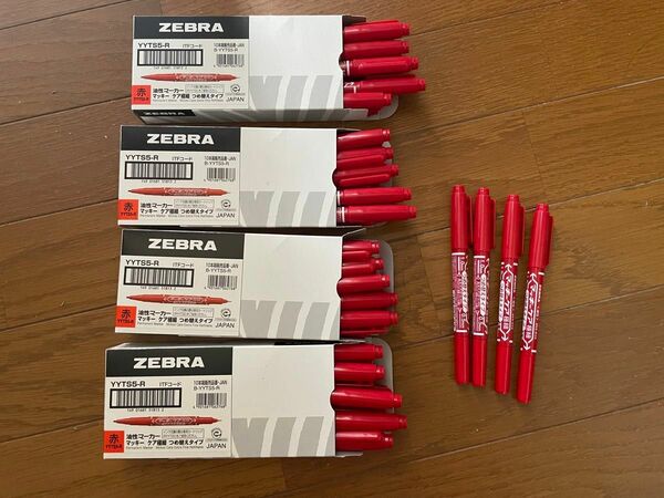 新品　ZEBRA 油性マーカー マッキー　ケア極細　詰め替えタイプ　YYTS5-R 赤 ゼブラ　44本