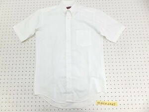 LENOX メンズ 日本製 オックスフォード ボタンダウン 半袖シャツ 37 白
