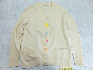 ボタンリメイク！ カラフルボタン付き UNIQLO ユニクロ プレミアムラムウール Vネック カーディガン 羽織り カジュアル