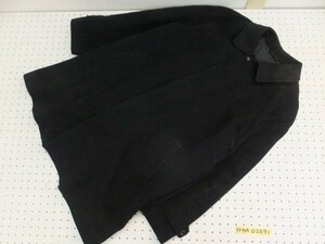 全日本紳士服 メンズ ウール70%・アンゴラ30% 比翼ボタン ステンカラーコート LL(180-190) 黒