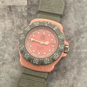 ◆稼働品◆良品◆ TAG HEUER タグホイヤー フォーミュラ1 プロフェショナル 360.508 QZ ピンク文字盤 200ｍ デイト レディース腕時計