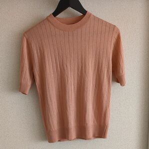 ピンク 春夏 ニット風トップス 5分袖 ワンサイズ 