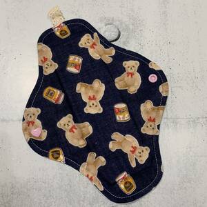 [ temperature .][ waterproof none ] hand made fabric napkin holder 23cm M size teddy bear navy ( pra snap / less . white flannel *W gauze )