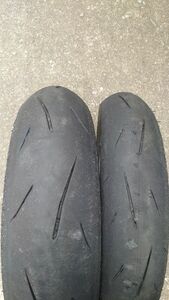 ダンロップ DUNLOP α-13 SP 110 70 150 60 17 前後セット 中古　F 23年製 R 22年製 