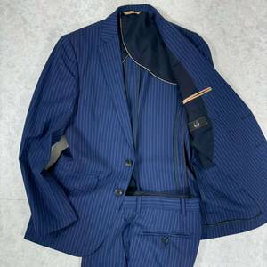  design * dunhill Dunhill navy stripe business suit 2 button unlined in the back YA4 ROTUSTAMY made in Japan wool work commuting free shipping 