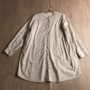 100円スタート☆ Brillage LIBERTY リバティ　花柄　バンドカラー　チュニック　ワンピース　横幅ゆったり　体型カバー　LL