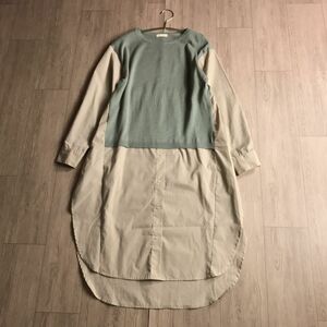 100円スタート☆ earth music&ecology アースミュージックアンドエコロジー　薄手ニット　切り替え　レイヤー風　ワンピース