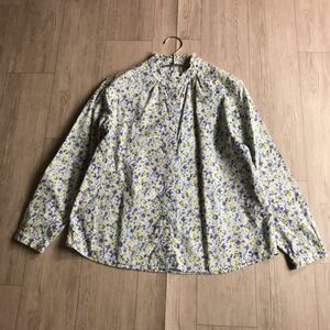 100円スタート☆ BLUE LIFE PORTLAND ポートランド　花柄　バンドカラー　ブラウス