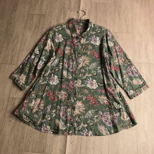 100 jpy start! noa-ge Noah -ju Ichinomiya fiber floral print blouse tunic 