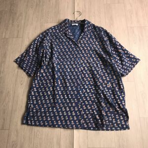 100 jpy start * grape gray p Yokohama origin block floral print blouse open color shirt blouse easy body type cover 