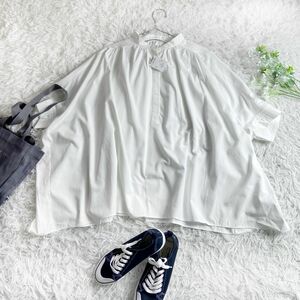 100 jpy start * new goods AMERICAN HOLIC american Hori k band color poncho shirt easy body type cover white blouse tunic 