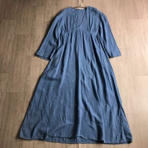 100 иен старт 0 ZARA Zara linen Blend длинный One-piece 