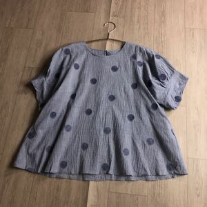 100 иен старт! glitzern Gris tsa-n точка .. ткань блуза ширина свободно body type покрытие 